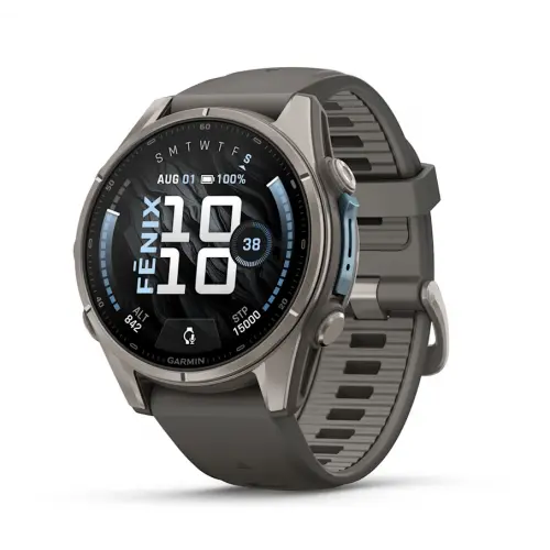 Garmin fēnix® 9 - 43 mm - Titanium cu curea din silicon Pebble Grey 010-04761-11