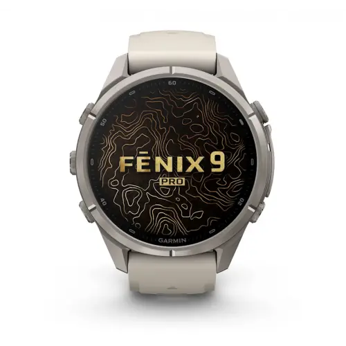 Garmin fēnix® 9 Pro - 43 мм - Titanium с Fog Grey/Dark Sandstone силиконова каишка 010-04335-86 - 2