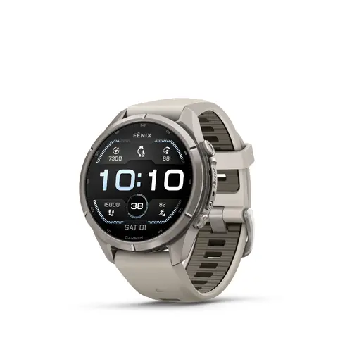 Garmin fēnix® 9 Pro - 43 мм - Titanium с fog gray/dark sandstone силиконова каишка 010-04335-86 Garmin fēnix® 9 Pro - 43 мм - Titanium с fog gray/dark sandstone силиконова каишка 010-04335-86
