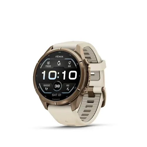 Garmin fēnix® 9 Pro - 43 мм - Autumn Gold Titanium с Cream/French Gray силиконова каишка 010-04335-26 Garmin fēnix® 9 Pro - 43 мм - Autumn Gold Titanium с Cream/French Gray силиконова каишка 010-04335-26