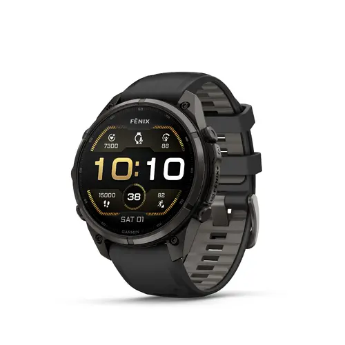 Garmin fēnix® 9 Pro - 47 мм - Carbon gray DLC titanium с black/pebble gray силиконова каишка 010-04336-16 Garmin fēnix® 9 Pro - 47 мм - Carbon gray DLC titanium с black/pebble gray силиконова каишка 010-04336-16