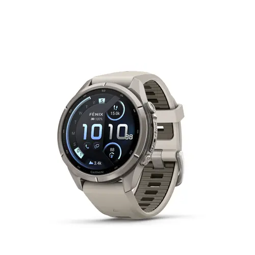 Garmin fēnix® 9 Pro, inReach® - 43 мм - Titanium с fog gray/dark sandstone силиконова каишка 010-04335-81 Garmin fēnix® 9 Pro, inReach® - 43 мм - Titanium с fog gray/dark sandstone силиконова каишка 010-04335-81