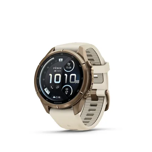 Garmin fēnix® 9 Pro, inReach® - 43 мм - Autumn gold titanium с cream/French gray силиконова каишка 010-04335-21 Garmin fēnix® 9 Pro, inReach® - 43 мм - Autumn gold titanium с cream/French gray силиконова каишка 010-04335-21