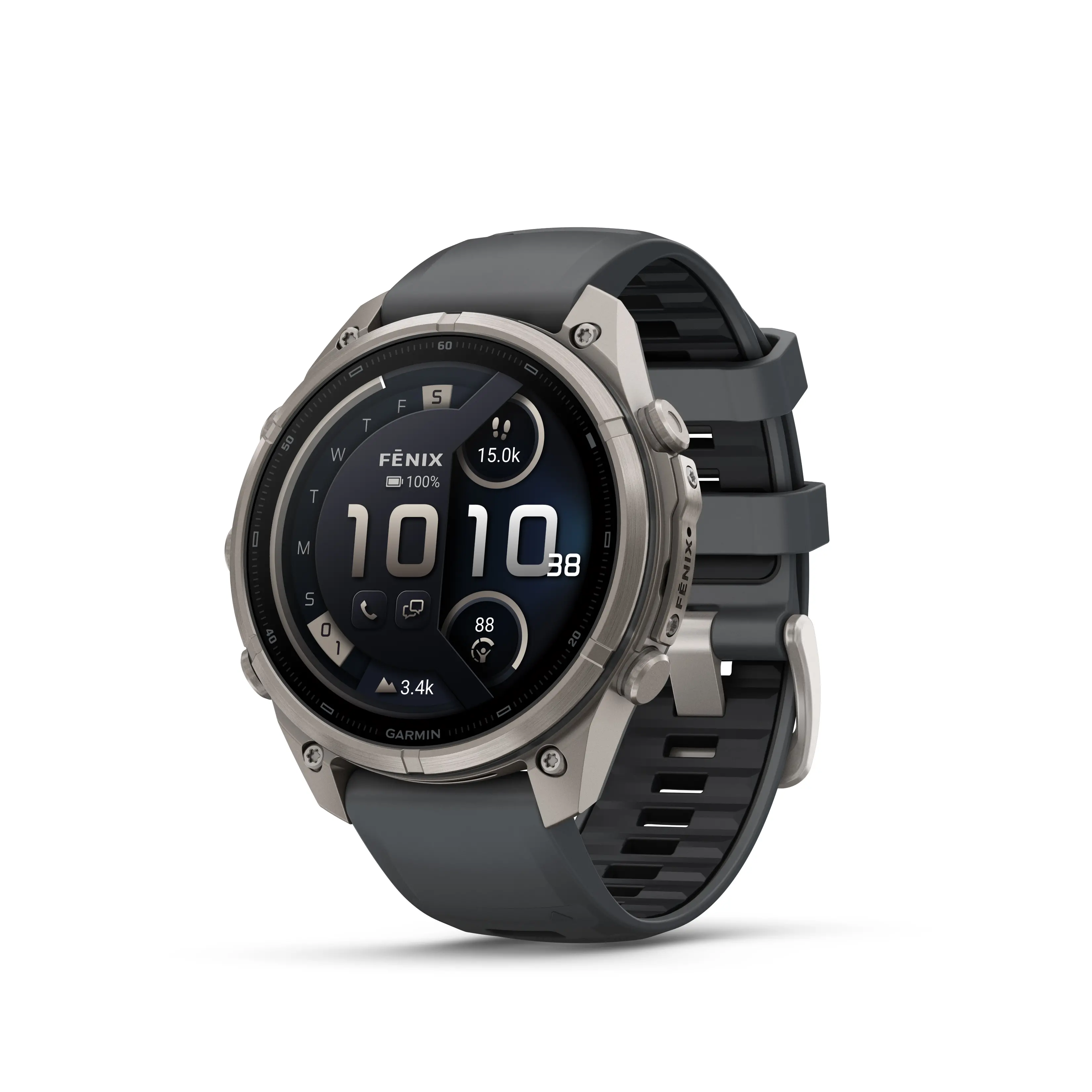 Garmin fēnix® 9 Pro, inReach® - 47 мм - Titanium с graphite/black силиконова каишка 010-04336-21
