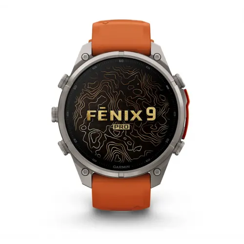 Garmin fēnix® 9 Pro, inReach® - 47 мм - Titanium с Autumn Orange/Spark Orange силиконова каишка 010-04336-01 - image 1