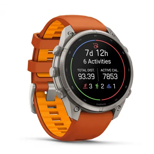 Garmin fēnix® 9 Pro, inReach® - 47 мм - Titanium с Autumn Orange/Spark Orange силиконова каишка 010-04336-01 - 3