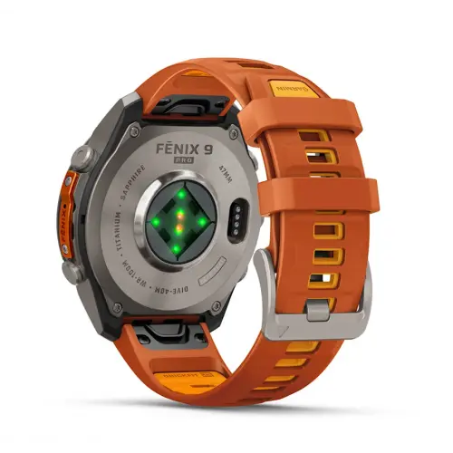 Garmin fēnix® 9 Pro, inReach® - 47 мм - Titanium с Autumn Orange/Spark Orange силиконова каишка 010-04336-01 - 5