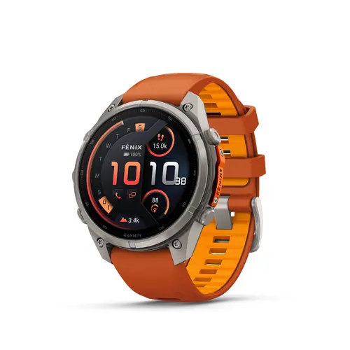Garmin fēnix® 9 Pro, inReach® - 47 мм - Titanium с autumn orange/spark orange силиконова каишка 010-04336-01 Garmin fēnix® 9 Pro, inReach® - 47 мм - Titanium с autumn orange/spark orange силиконова каишка 010-04336-01