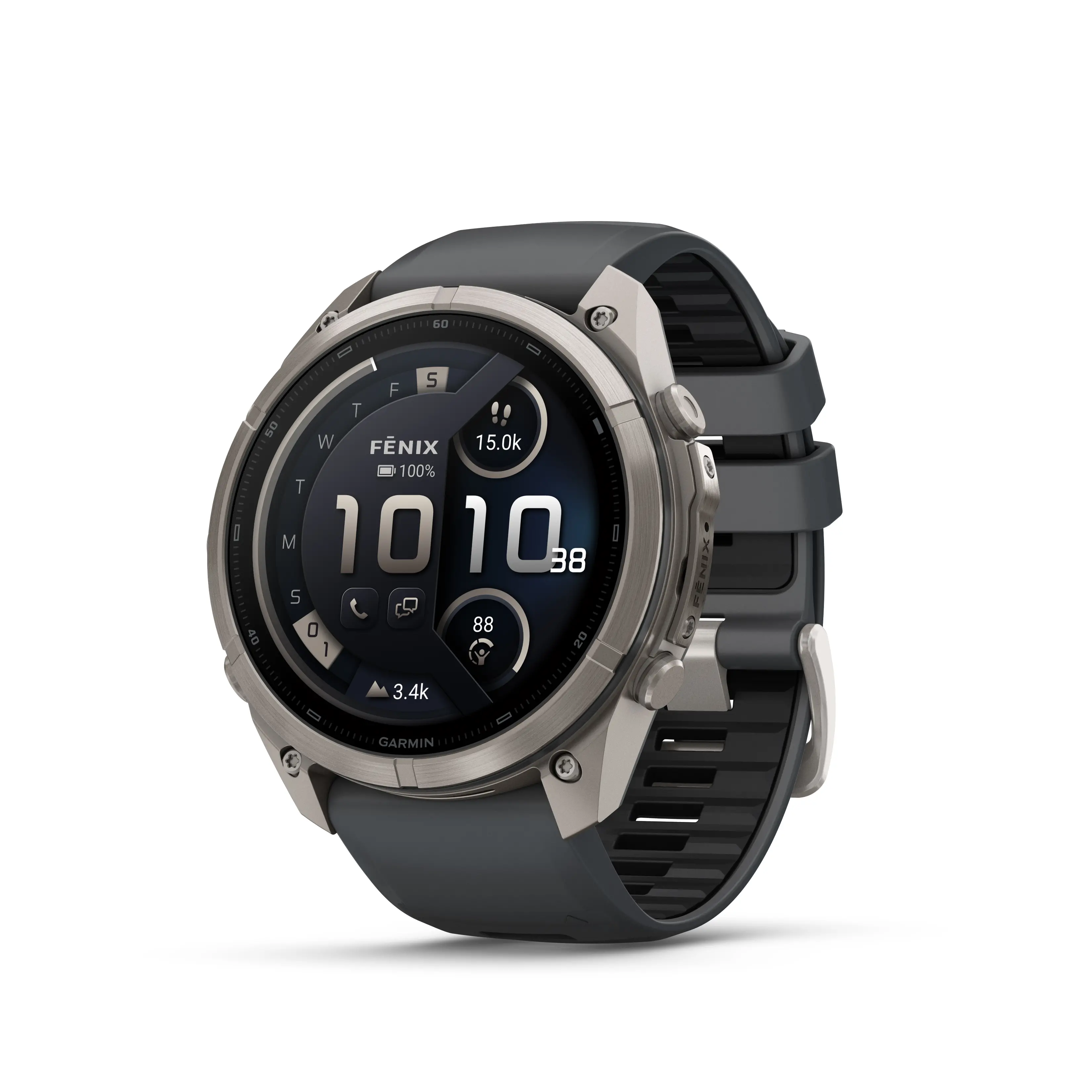 Garmin fēnix® 9 Pro, inReach® - 51 мм - Titanium с graphite/black силиконова каишка 010-04337-21