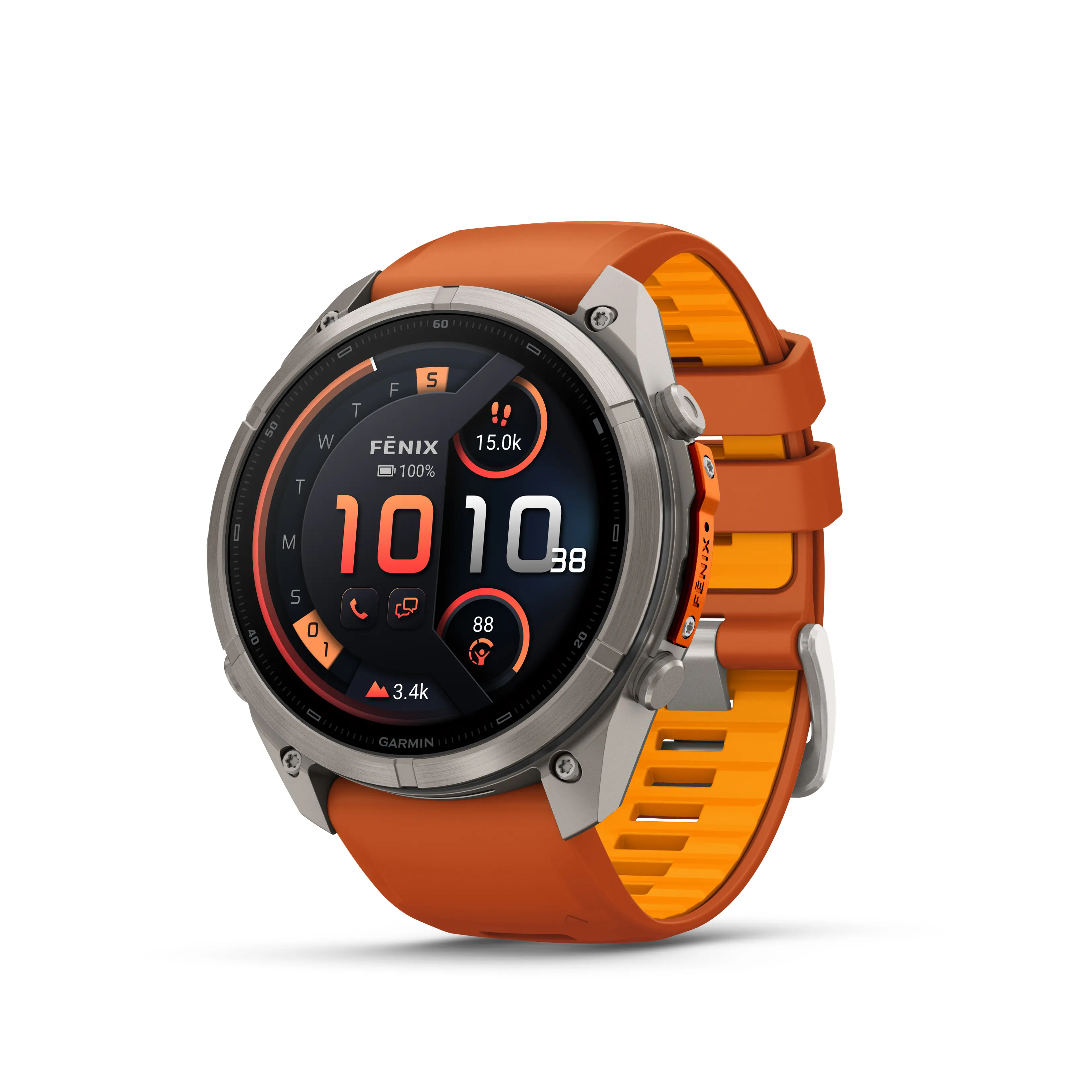 Garmin fēnix® 9 Pro, inReach® - 51 мм - Titanium с autumn orange/spark orange силиконова каишка 010-04337-01