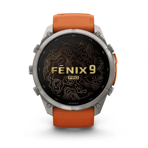 Garmin fēnix® 9 Pro, inReach® - 51 мм - Titanium с Autumn Orange/Spark Orange силиконова каишка 010-04337-01 - 2