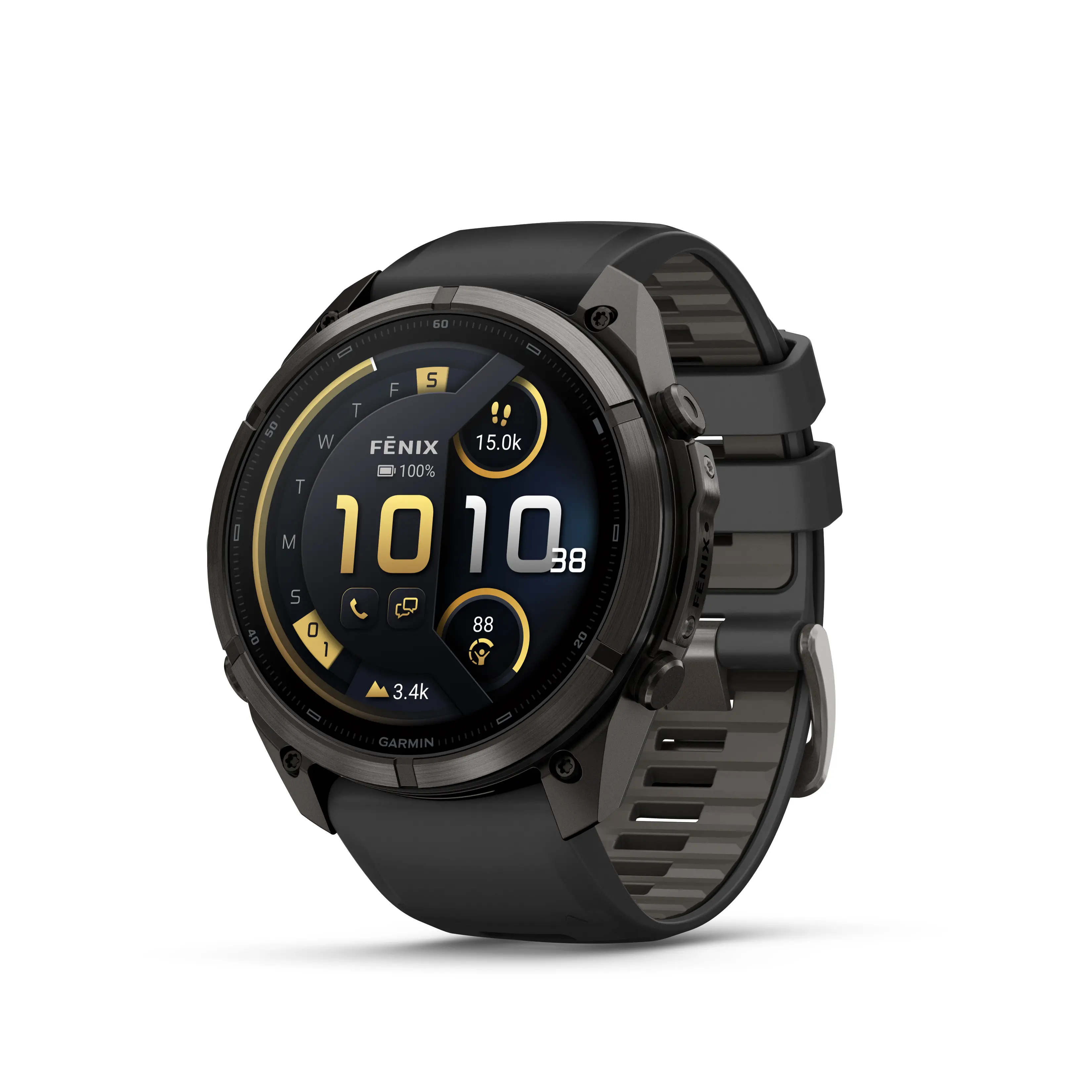 Garmin fēnix® 9 Pro, inReach® - 51 мм - Carbon gray DLC titanium с black/pebble gray силиконова каишка 010-04337-11