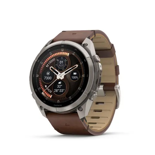Garmin fēnix® 9 Pro, inReach® - 51 мм - Titanium с walnut кожена каишка и pebble gray/silver gray силиконова каишка 010-04337-41 Garmin fēnix® 9 Pro, inReach® - 51 мм - Titanium с walnut кожена каишка и pebble gray/silver gray силиконова каишка 010-04337-41