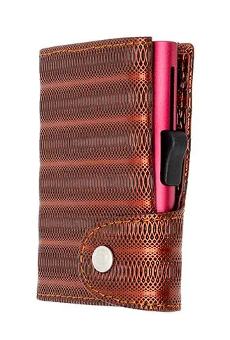 Картодържател C-SECURE XL с портфейл, Red Metallic leather