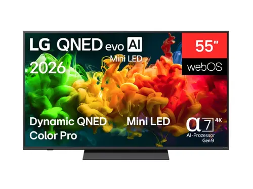Телевизор, LG 55QNED81B3A, 55" 4K QNED MiniLED Smart TV, 3840x2160, DVB-T2/C/S2, Alpha 7 AI Processor, HDR10/HLG, webOS 26 ThinQ, VRR/ALLM/HGiG, 4K Super Upscaling, WiFi 5, Bluetooth 5.3, AirPlay 2, SPDIF, LAN, CI, HDMI, AI Sound Pro, Google Cast, Motion Booster - 1