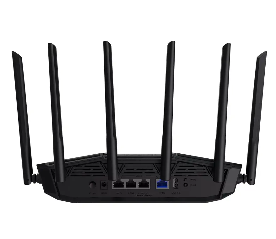 Рутер, AsusTUF Gaming, BE6500 Dual Band WiFi 7 Router, 4K-QAM, Multi-Link Operation (MLO), Quad 2.5GbE port, Mobile Game Mode, Gear Accelerator, Gaming Port, Open NAT, Smart Home Master, Subscription-Free Security, AiMesh support, 4G/5G Auto Mobile Tethering - image 1