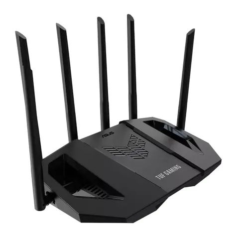 Рутер, AsusTUF Gaming, BE6500 Dual Band WiFi 7 Router, 4K-QAM, Multi-Link Operation (MLO), Quad 2.5GbE port, Mobile Game Mode, Gear Accelerator, Gaming Port, Open NAT, Smart Home Master, Subscription-Free Security, AiMesh support, 4G/5G Auto Mobile Tethering - 4
