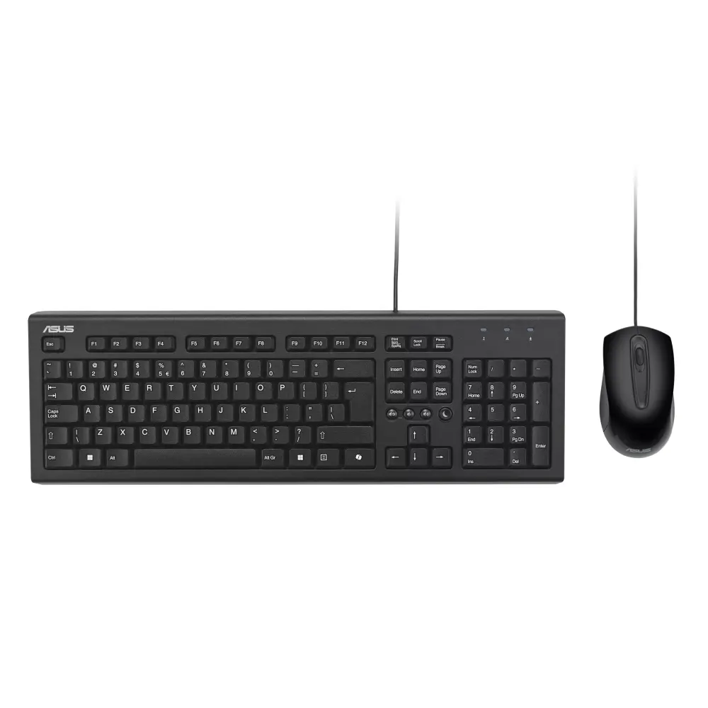 Комплект, Asus U2000 KEYBOARD+MOUSE/BK/UI//WIN11/COPILOT, Wired, Black