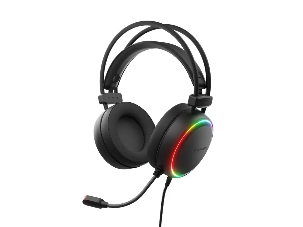 Слушалки, Genesis Headset Neon 614 With Microphone RGB Illumination Black USB