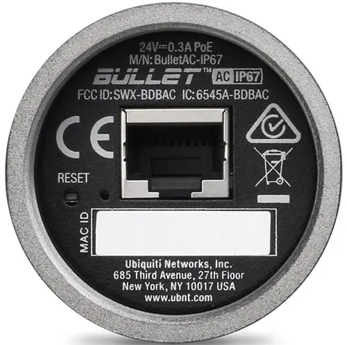Точка за достъп Ubiquiti BULLETAC-IP67, 460 Mbit/s, 28dBm, PtP/PtMP, 1x 1GB - 4