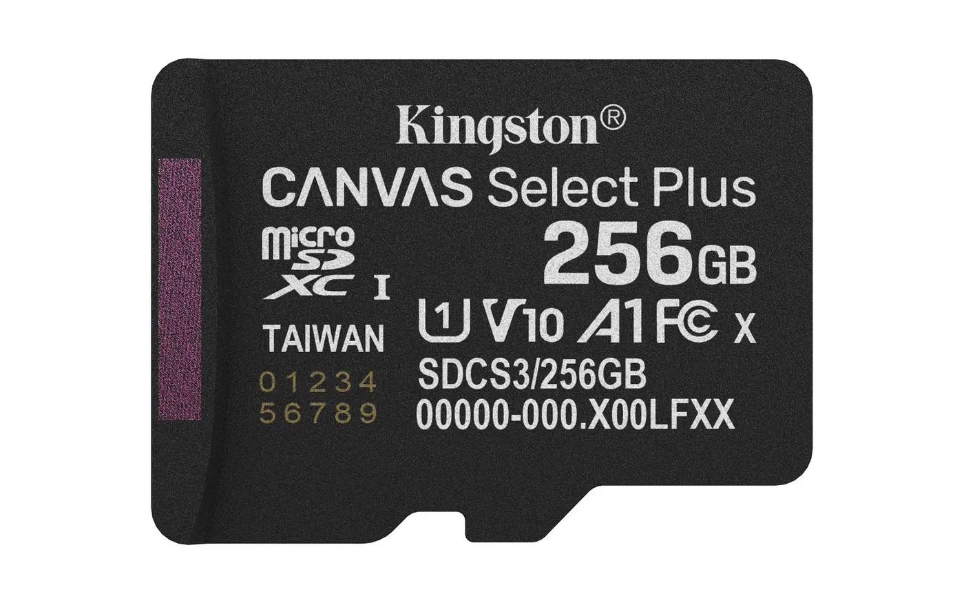 КАРТА ПАМЕТ Kingston microSDXC CANVAS SELECT PLUS - Gen3 150R A1 Single Pack - 256 GB - Black - PN SDCS3/256GBSP
