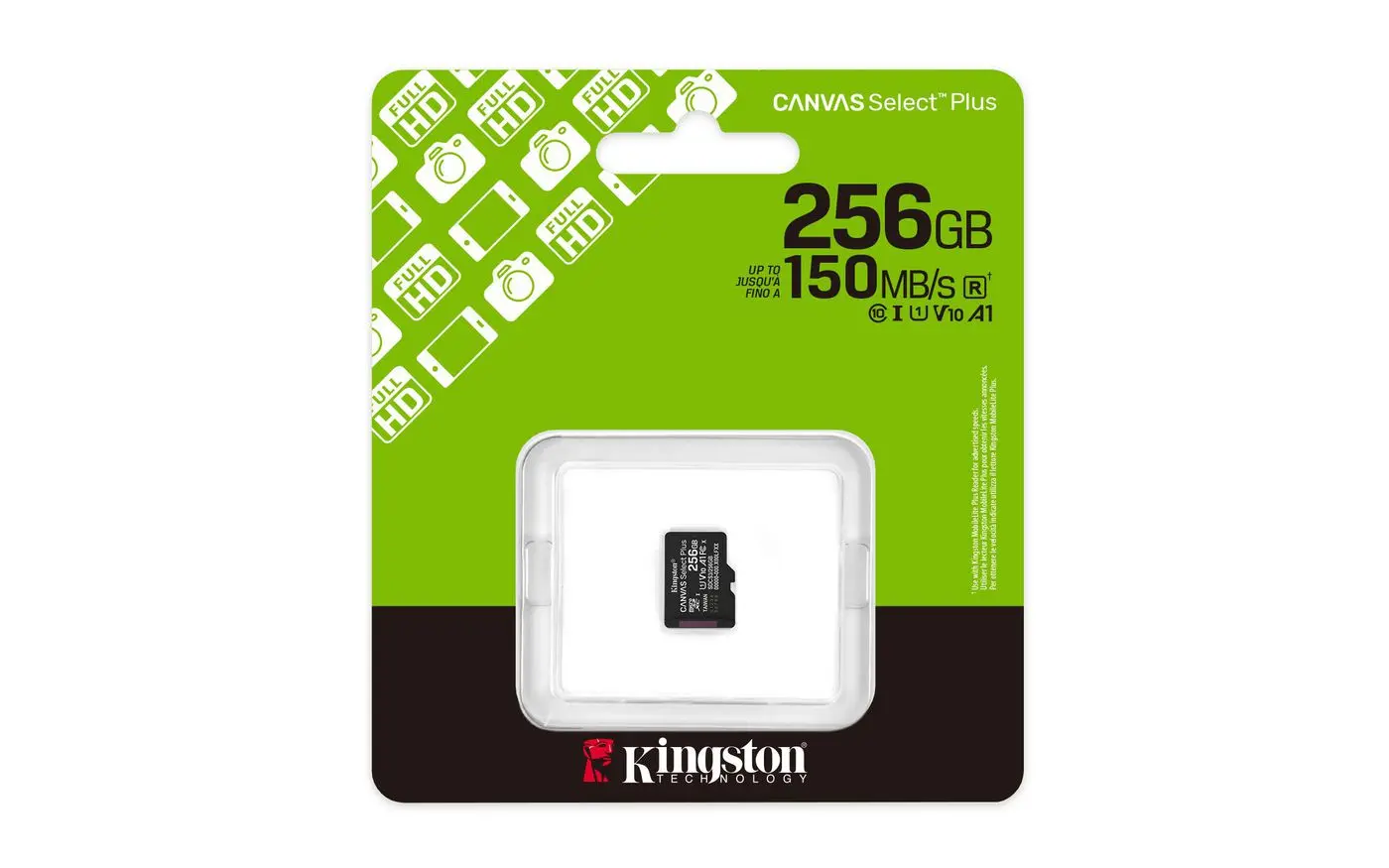 КАРТА ПАМЕТ Kingston microSDXC CANVAS SELECT PLUS - Gen3 150R A1 Single Pack - 256 GB - Black - PN SDCS3/256GBSP - image 2