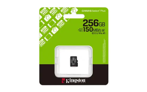 КАРТА ПАМЕТ Kingston microSDXC CANVAS SELECT PLUS - Gen3 150R A1 Single Pack - 256 GB - Black - PN SDCS3/256GBSP - 3