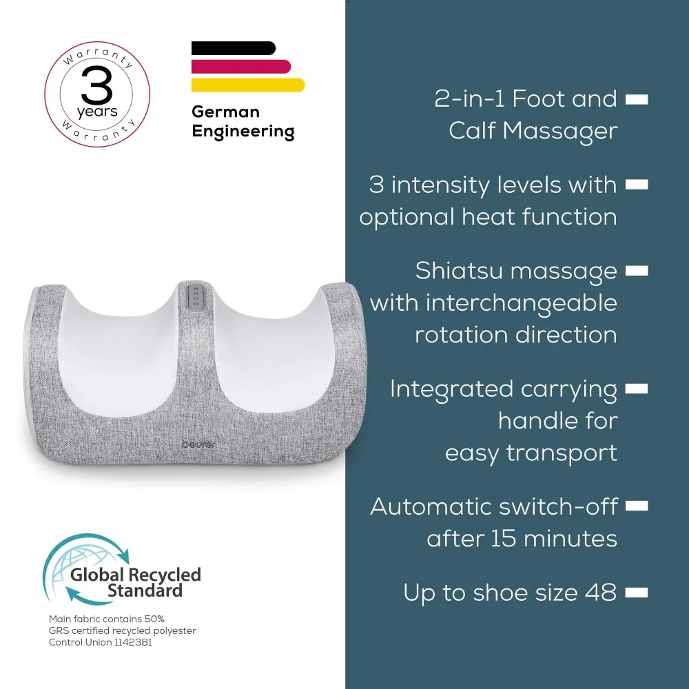 Масажор, Beurer FM 42 Foot and calf massager; 2-in-1: Foot and calf massager; Soothing Shiatsu foot massage; Optional heat function; up to EU shoe size 48; 3 intensity levels - image 1
