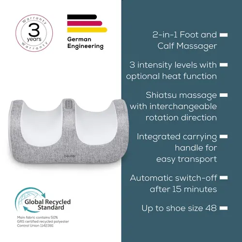 Масажор, Beurer FM 42 Foot and calf massager; 2-in-1: Foot and calf massager; Soothing Shiatsu foot massage; Optional heat function; up to EU shoe size 48; 3 intensity levels - 2