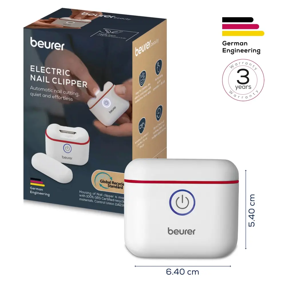 Електрическа нокторезачка, Beurer MP 10 Electric nail clipper; Nails are cut automatically; One-button operation; Ideal for children & the elderly; Two speed settings; LED light; USB-C cable incl. - image 1