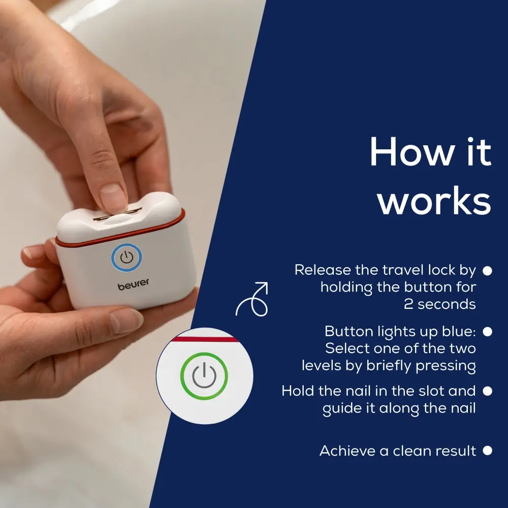 Електрическа нокторезачка, Beurer MP 10 Electric nail clipper; Nails are cut automatically; One-button operation; Ideal for children & the elderly; Two speed settings; LED light; USB-C cable incl. - image 3