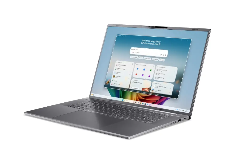 Лаптоп, Acer Aspire A18-I71M-74W1, Intel Core Ultra 7 355( up to 4.70GHz, 12MB), 18" WUXGA (1920x1200) IPS 165Hz, 400 nits, 16GB LPDDR5X on board, 512GB NVMe SSD, Intel Graphics, Wi-Fi 7, BT 5.4, FHD + IR Cam, Thunderbolt 4, KB Backlit, Win 11 Home, no adapter - image 2