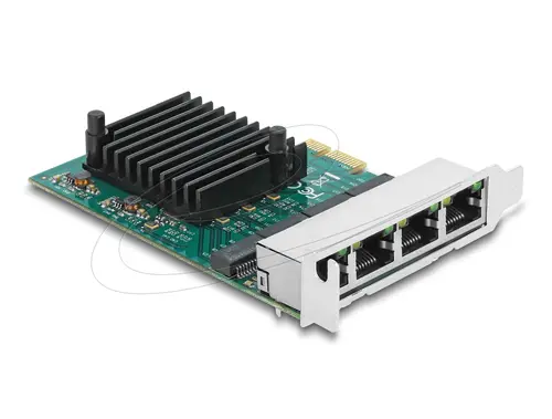 Delock Мрежова карта 4-порта 10/100/1000 Mb, PCI Ex x1, Realtek RTL8111F, Low profile bracket - 1