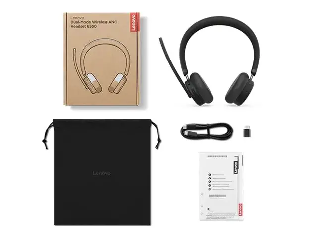 LENOVO 6550 Headset on-ear Bluetooth wireless active noise cancelling USB-C black Certified for Microsoft Teams - image 5