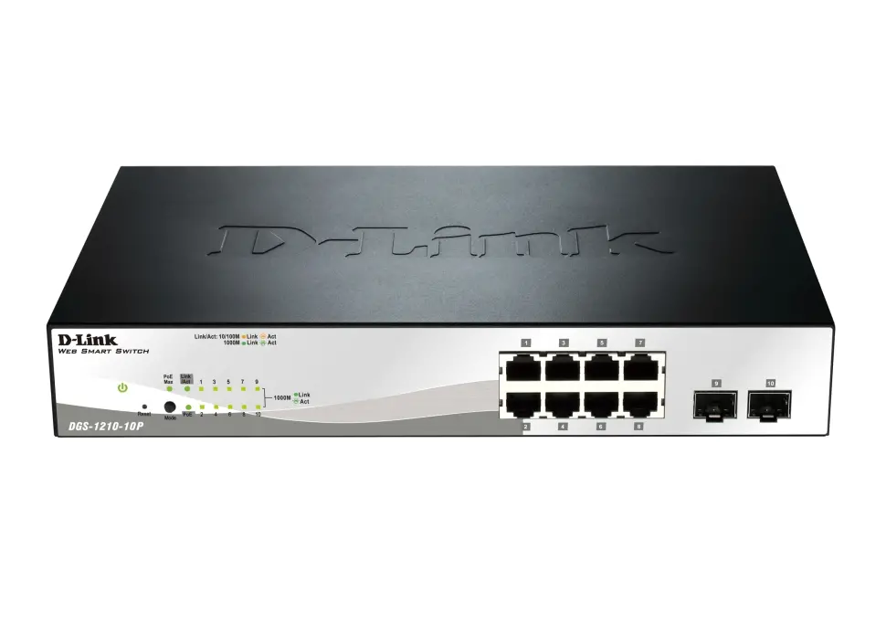 Switch, D-Link 10-port 10/100/1000 Gigabit PoE Smart Switch inclusiv 2 SFP