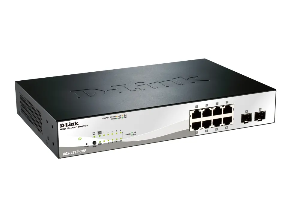 Комутатор, D-Link 10-port 10/100/1000 Gigabit PoE Smart Switch including 2 SFP - image 1