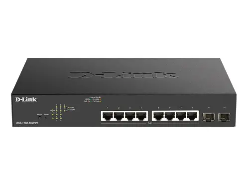 Комутатор, D-Link 10-Port PoE+ Gigabit Smart Managed Switch - 1