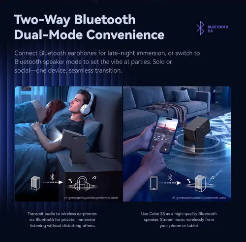 Wanbo преносим смарт проектор Portable Smart Projector - Cube 2 S - Deep Night, 8K, 500 ANSI, HDR10, VIDAA OS, Dolby Audio - 15
