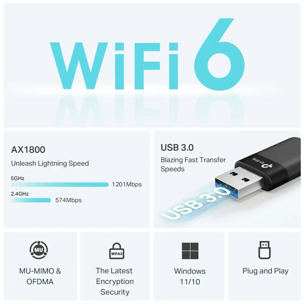 Безжичен адаптер TP-Link Archer TX23U, AX1800 Dual Band mini WiFi 6 - image 3