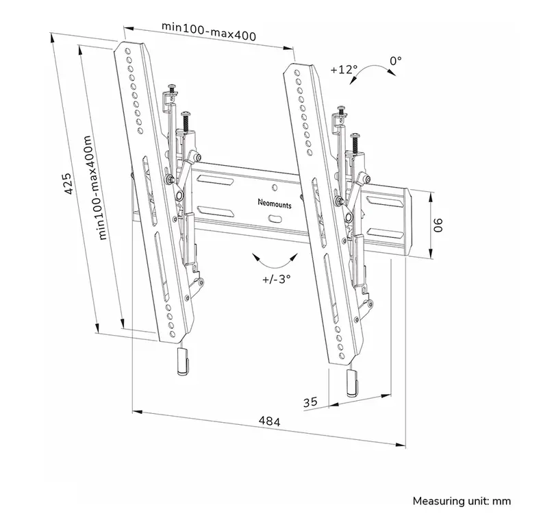 Стойка, Neomounts Level-850 TV mount wall 40-75" - tiltable - lockable - fast installation - image 14