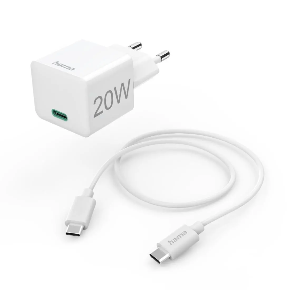 HAMA Комплект бързо мини зарядно с USB-C кабел за зареждане, PD, 20W, 1 м, бяло - image 10