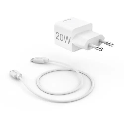 HAMA Комплект бързо мини зарядно с USB-C кабел за зареждане, PD, 20W, 1 м, бяло - 3