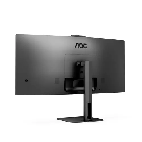 Монитор, AOC CU34V5CW/BK, 34" Curved 1500R, VA, WLED, 3440x1440@100Hz, 4ms GtG, 1ms MPRT, 300cd m/2, 3000:1, 20M:1 DCR, Adaptive Sync, FreeSync, Low Blue Light, 5Wx2, 2MP Webcam, Tilt, Height Adjust, Swivel, HDMI, DP, USB hub - 6