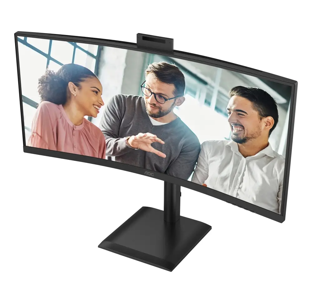 Монитор, AOC CU34E4CW, 34" Curved 1500R, VA, WLED, 3440x1440@120Hz, 4ms GtG, 1ms MPRT, 350cd m/2, 3500:1, 50M:1 DCR, Adaptive Sync, FlickerFree, Anti-Blue Light, 5Wx2, Webcam 5MP, Tilt, Height Adjust, Swivel, 2xHDMI, DP, USB hub, KVM, RJ45 - image 3