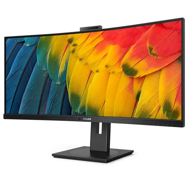 Монитор, Philips 34B1U5600CH, 34" Curved 1500R, VA, WLED, 3440x1440@120Hz, 4ms GtG, 350cd m/2, 3000:1, 50m:1 DCR, Adaptive Sync, FlickerFree, Low Blue Mode, 5Wx2, Webcam 5MP, Tilt, Height Adjust, Swivel, HDMI, DP, USB hub, KVM, RJ45 - image 1