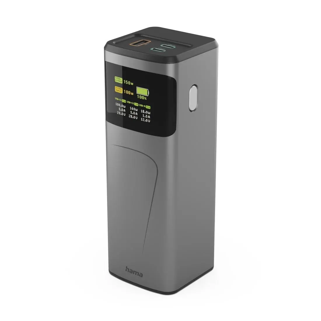 HAMA Εξωτερική μπαταρία “High Power”, 150 W, 24000 mAh, 2x USB-C, USB-A, γρήγορη φόρτιση