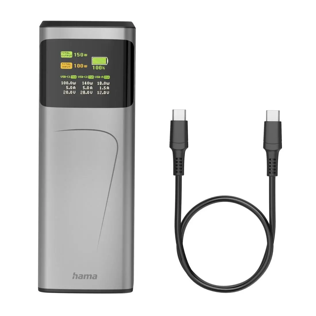 HAMA Външна батерия “High Power”, 150 W, 24000 mAh, 2x USB-C, USB-A, бързо зареждане - image 10