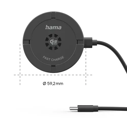 HAMA Безжично зарядно устройство Qi2 25W, бързо зареждане, черно - 10
