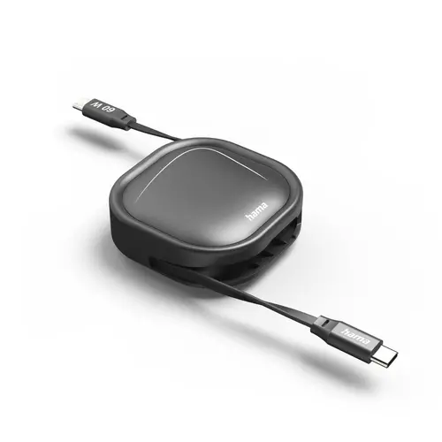 HAMA Прибиращ се кабел за зареждане, USB-C - USB-C, 60 W, 1 м - 12