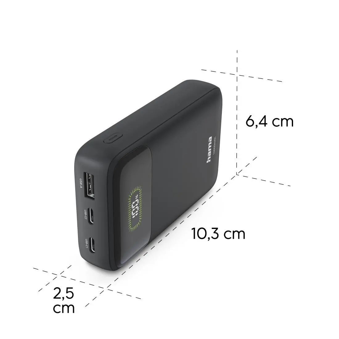 HAMA Външна батерия "PD10-W20", 10000 mAh, 3 изхода: 2 x USB-C, USB-A, Бързо зареждане - image 10